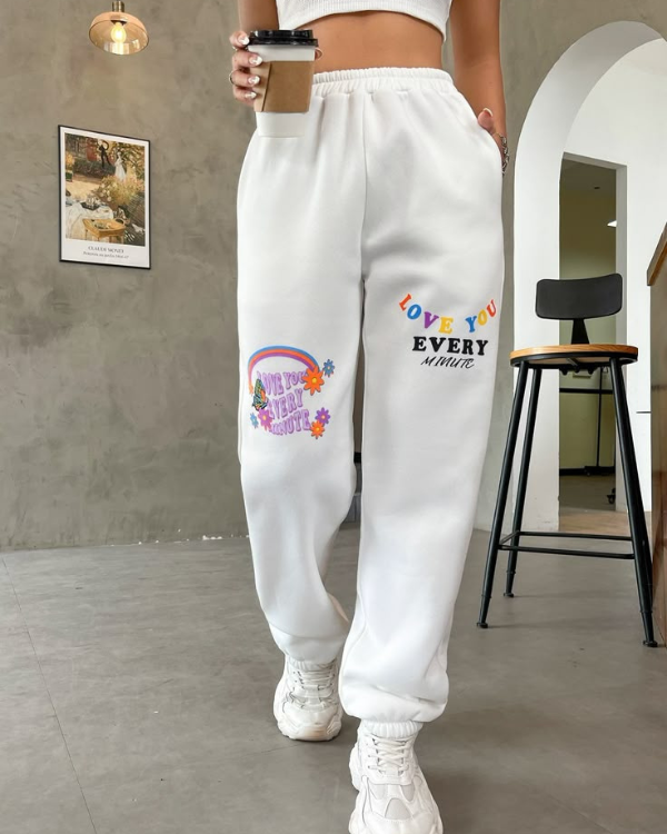 UrbanOutfits Women Sweatpants White / S ' Love You ' Women Oversized Sweatpants
