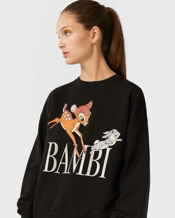UrbanOutfits Women sweatshirt Black / Cotton-Fleece / S BAMBI - Women Oversized sweatshirt