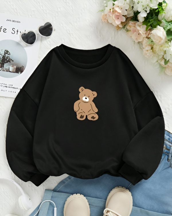 UrbanOutfits Women sweatshirt Black / Cotton-Fleece / S Bear - Women Oversized sweatshirt