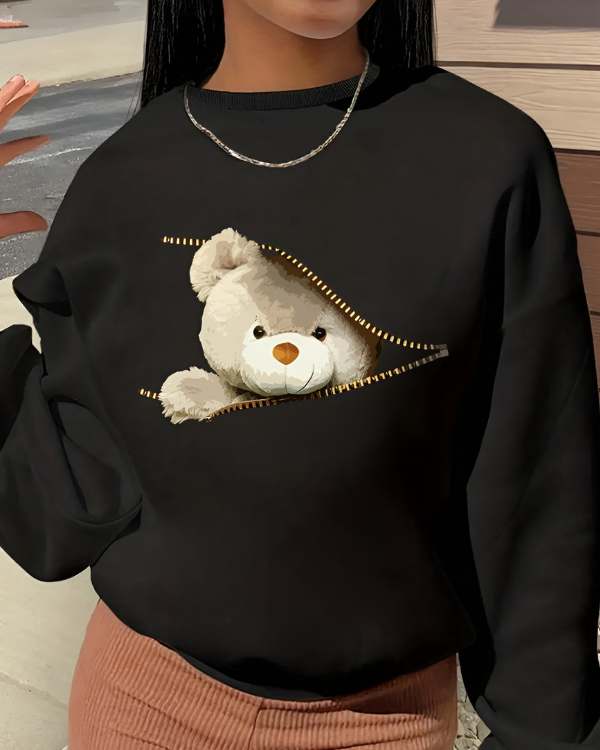 UrbanOutfits Women sweatshirt Black / Cotton-Fleece / S BEAR - Women Oversized Sweatshirt