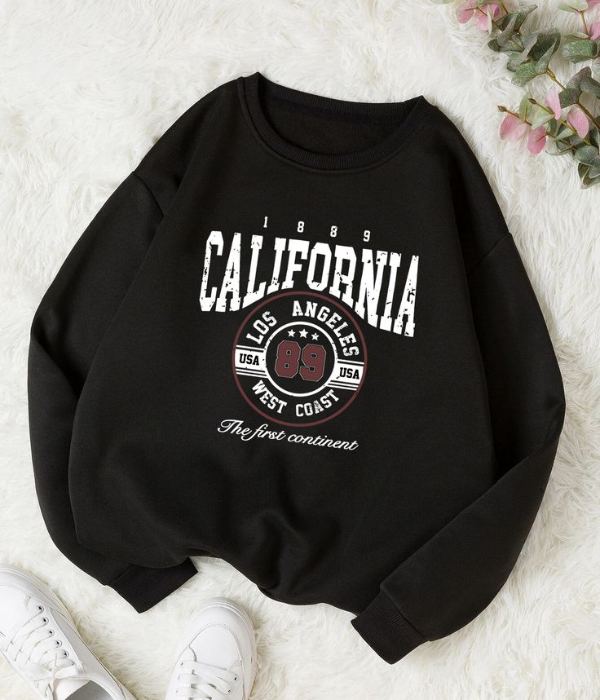 UrbanOutfits Women sweatshirt Black / Cotton-Fleece / S 'California ' Women Oversized Sweatshirt