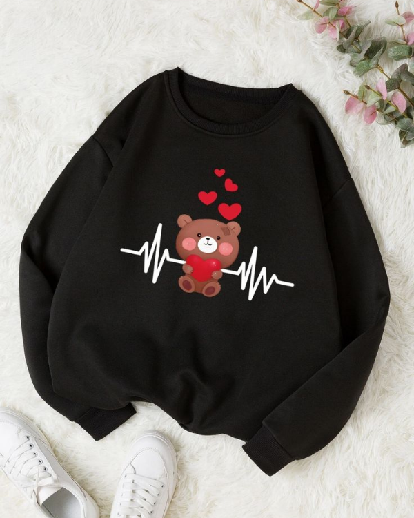 UrbanOutfits Women sweatshirt Black / Cotton-Fleece / S Cute Love - Women Oversized sweatshirt