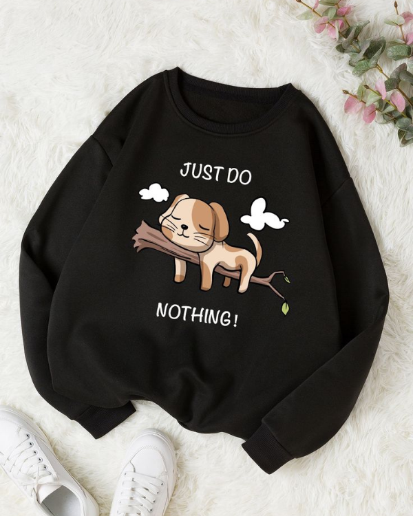 UrbanOutfits Women sweatshirt Black / Cotton-Fleece / S Just Do Nothing - Women Oversized sweatshirt