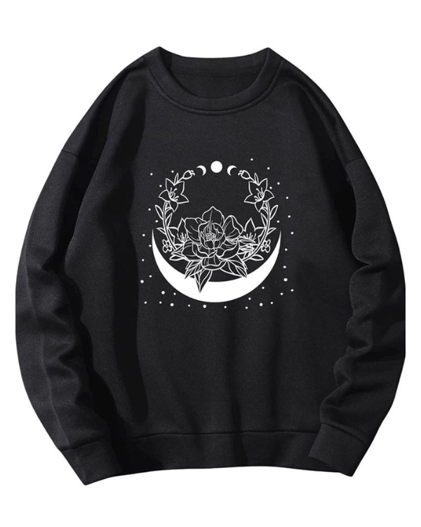 UrbanOutfits Women sweatshirt Black / Cotton-Fleece / S Moon - Women Oversized sweatshirt