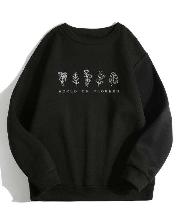 UrbanOutfits Women sweatshirt Black / Cotton-Fleece / S World of Flowers - Women Oversized sweatshirt