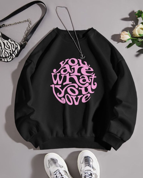UrbanOutfits Women sweatshirt Black / Cotton-Fleece / S YOU ARE  WHAT YOU LOVE - Women Oversized sweatshirt