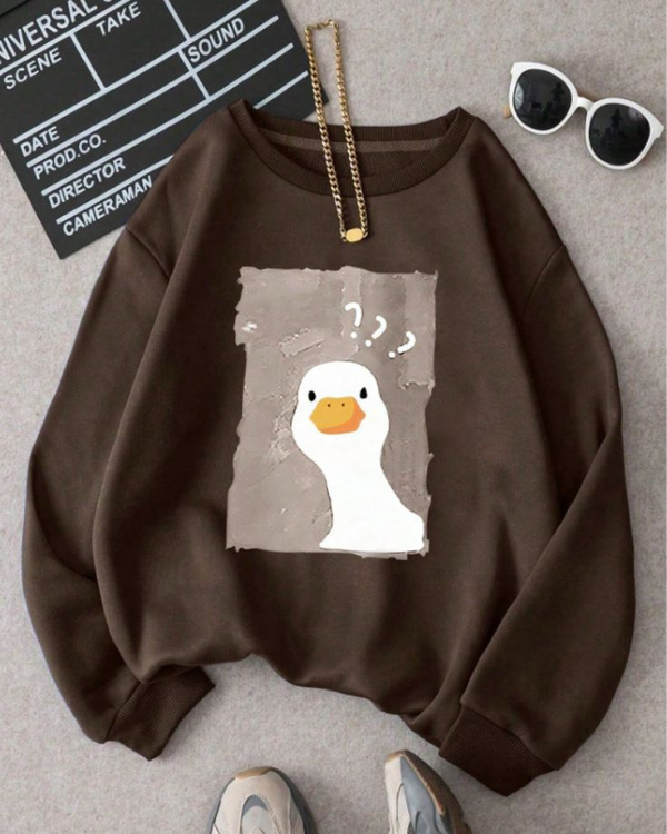 UrbanOutfits Women sweatshirt Brown / Cotton-Fleece / S Duck - Women Oversized sweatshirt