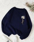 UrbanOutfits Women sweatshirt Navy / Cotton-Fleece / S Flower - Women Oversized sweatshirt