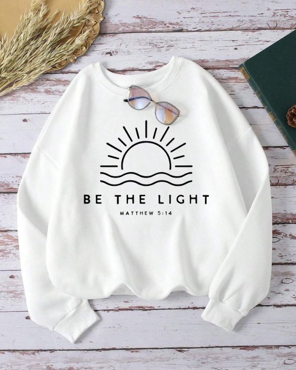 UrbanOutfits Women sweatshirt White / Cotton-Fleece / S Be The Light - Women Oversized sweatshirt