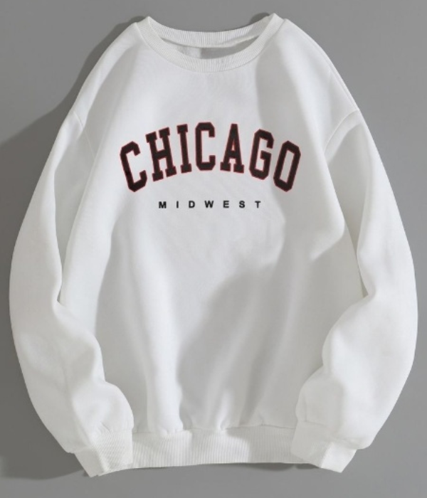 UrbanOutfits Women sweatshirt White / Cotton-Fleece / S 'Chicago ' Women Oversized Sweatshirt