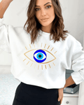 UrbanOutfits Women sweatshirt White / Cotton-Fleece / S Evil Eye - Women Oversized sweatshirt