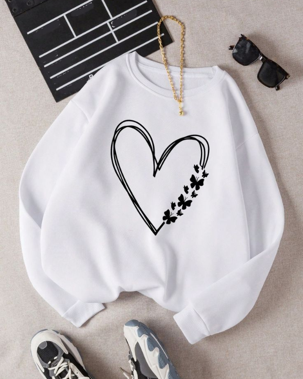 UrbanOutfits Women sweatshirt White / Cotton-Fleece / S Heart - Women Oversized sweatshirt
