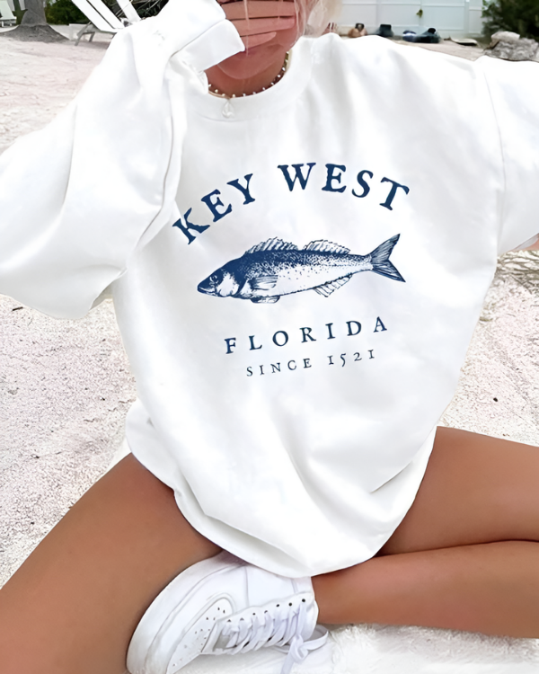 UrbanOutfits Women sweatshirt White / Cotton-Fleece / S KEY WEST - Women Oversized sweatshirt