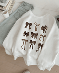 UrbanOutfits Women sweatshirt White / Cotton-Fleece / S leopard Bow - Women Oversized sweatshirt