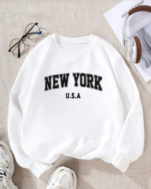UrbanOutfits Women sweatshirt White / Cotton-Fleece / S NEW YORK -  Women Oversized sweatshirt
