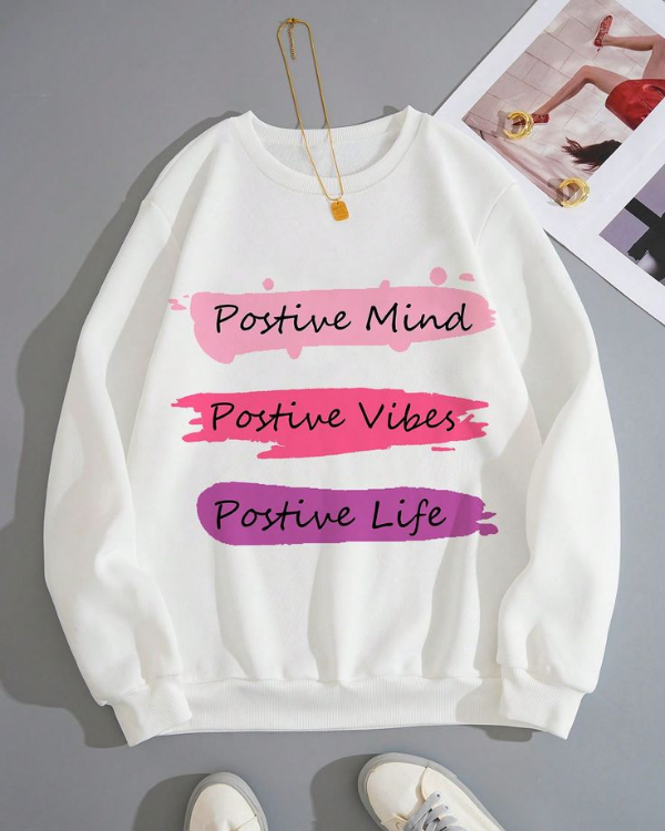 UrbanOutfits Women sweatshirt White / Cotton-Fleece / S Positive - Women Oversized sweatshirt